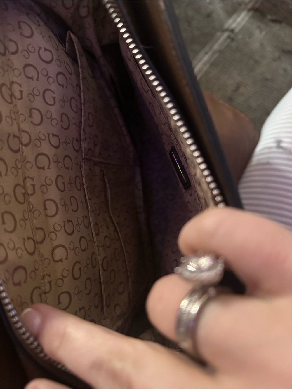 GUESS Brown and Tan Logo Satchel - Picture 4 of 5